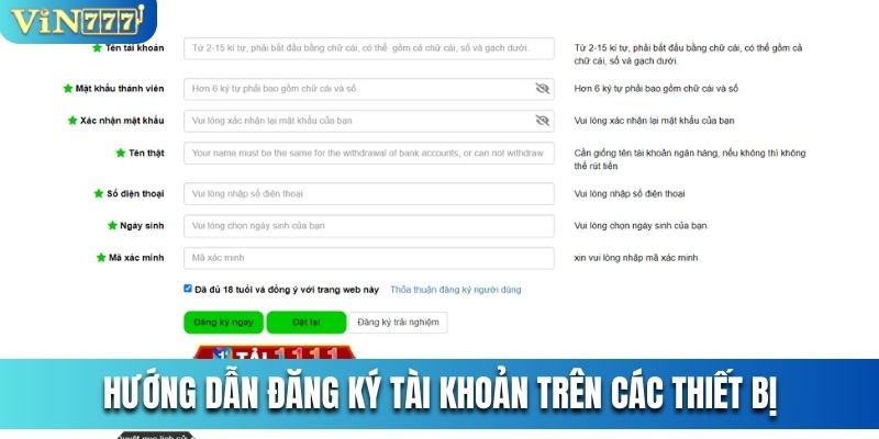 Hướng dẫn đăng ký tài khoản trên các thiết bị